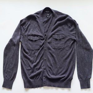 JF Ferrar Mens Medium Button Down Cardigan Sweater Gray Cotton Modal